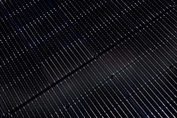 Closeup of black solar panel texture